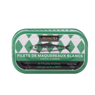 Filets de maquereaux blancs à l’huile d’olive vierge extra bio 125g – Ferrigno, La Bonne Mer