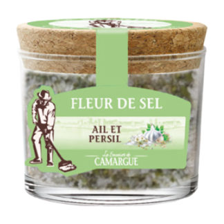 Fleur de sel ail et persil 130g pot verre – Le Saunier de Camargue