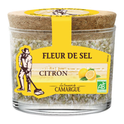 Fleur de sel citron 140g pot verre – Le Saunier de Camargue