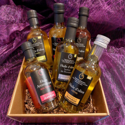 Coffret huiles d’olives aromatiques Oliveraie Jeanjean